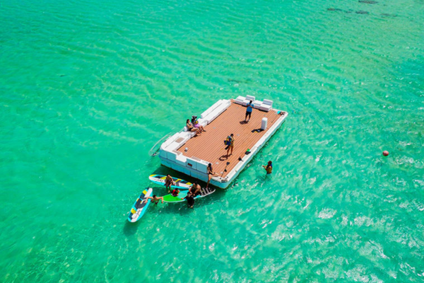 Floating lounge at Kaneohe sandbar