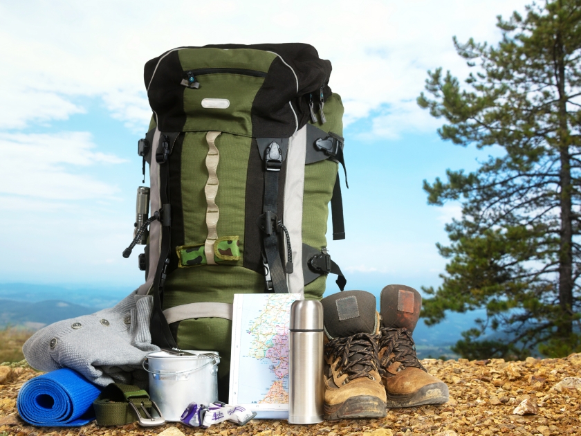 Camping elements/ equipment on top of the mountain.