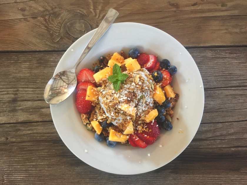 Organic Tropical Fruit and Yogurt Breakfast Brunch Bowl Food Photography