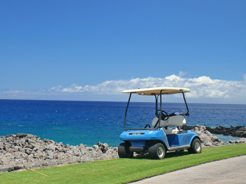 Golf cart at the beach