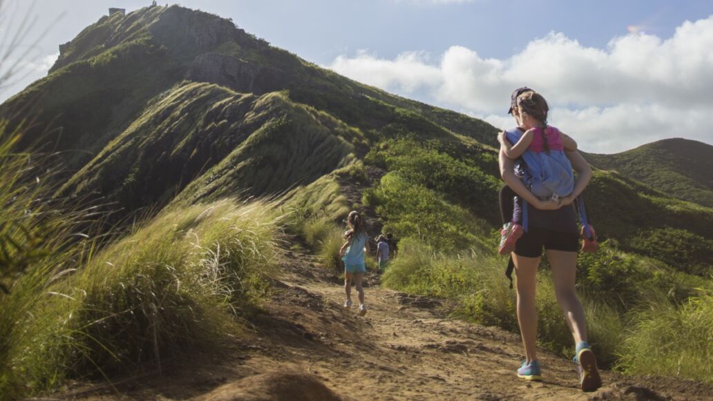 Family hiking in Hawaii