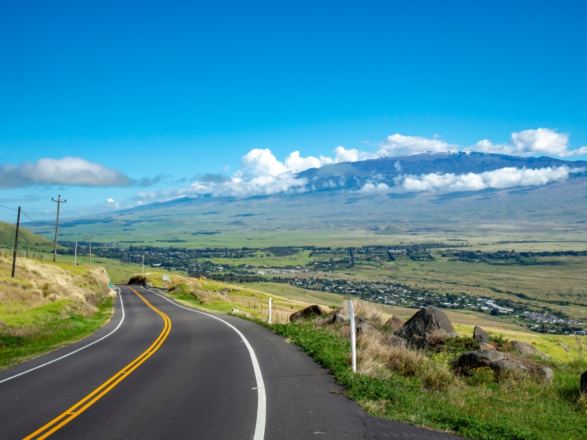 Mauna Kea Mountain seen from Kohala Mountain Road