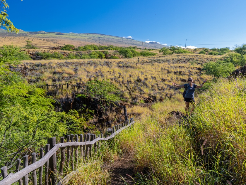 Female Hiker on The Ala Kahakai Trail National Historic Trail, Hawaii Island, Hawaii, USA