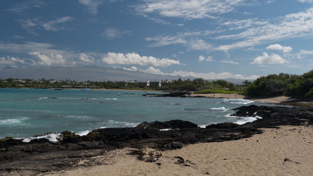 Walking at Anaehoomalu surf line, Waikoloa, Big Island, Hawaii