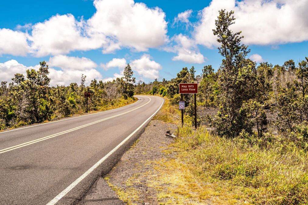 Crater Rim Drive, tourist road in Hawai'i Volcanoes National Park, Big Island, Hawai