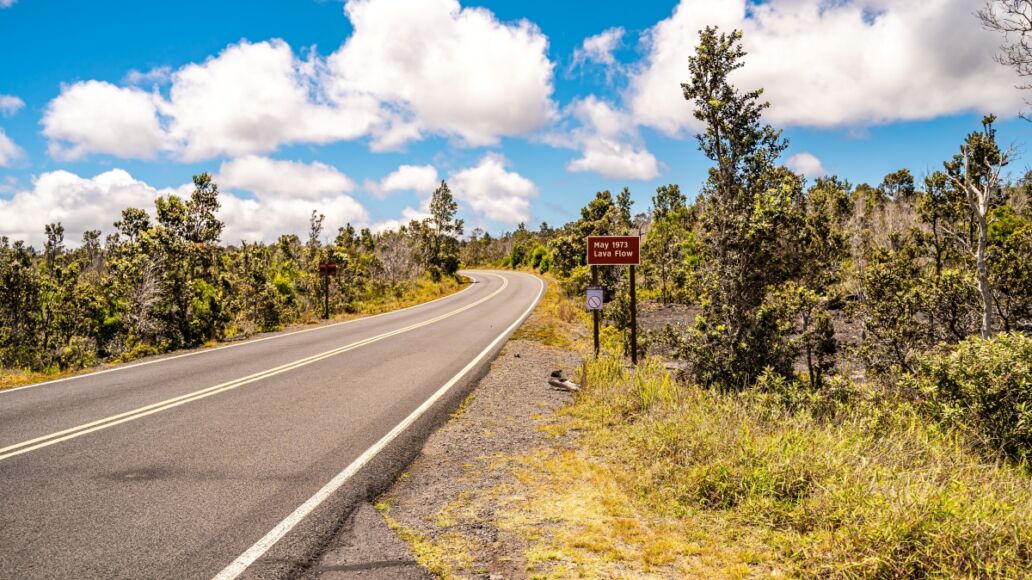 Crater Rim Drive, tourist road in Hawai'i Volcanoes National Park, Big Island, Hawai