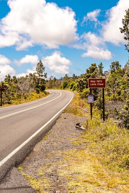 Crater Rim Drive, tourist road in Hawai'i Volcanoes National Park, Big Island, Hawai