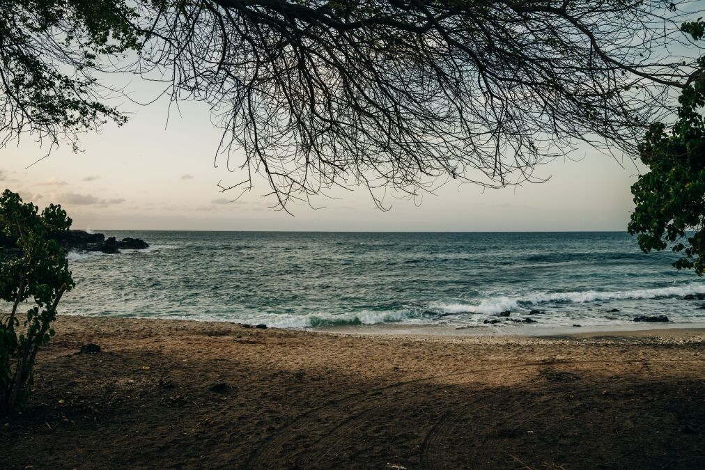 Stunning glass beach near Port Allen town on Kauai, Hawaii. High quality photo