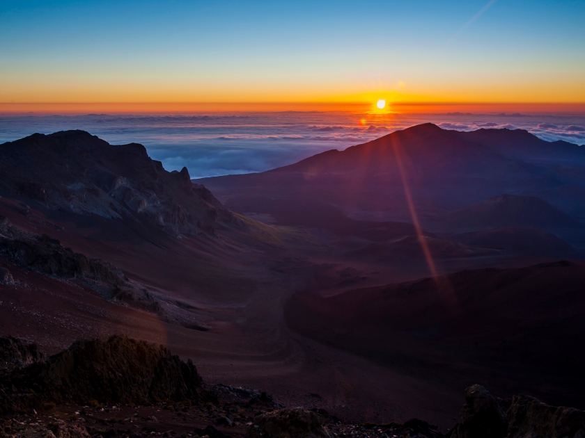 Sunrise above Haleakala National Park, Maui, Hawaii, United States of America, Pacific