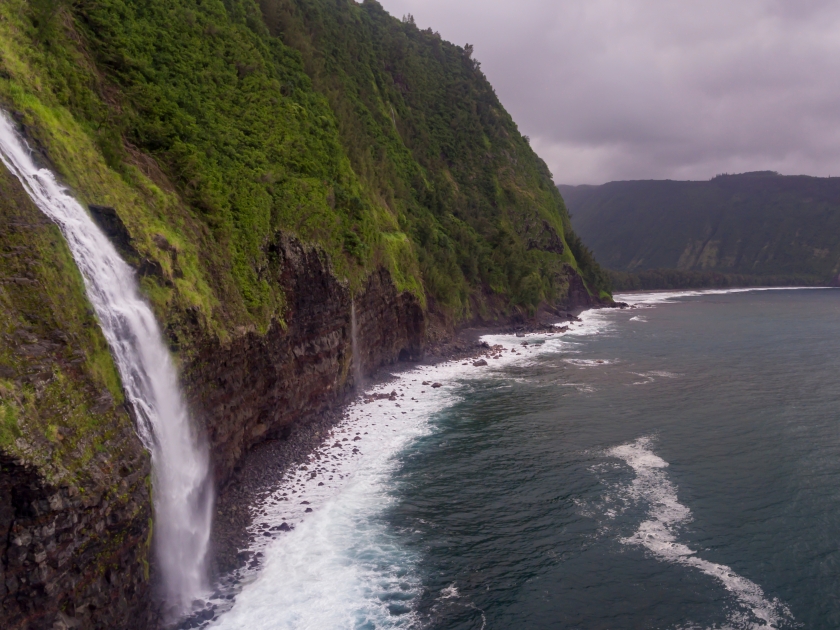 Aerial view of the Hamakua coast at Waipio Valley on the Big Island of Hawaii