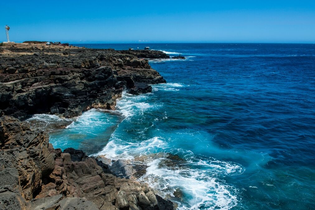 Rocky cliffs in Kalae, South Point, the southernmost point of Big Island, Hawaii, United States of America, Pacific