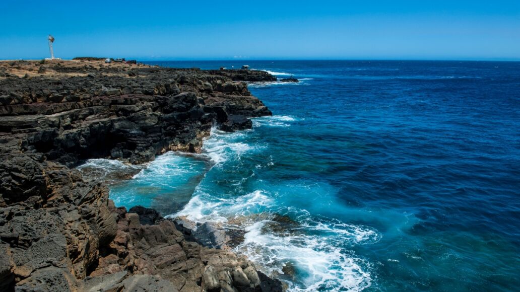 Rocky cliffs in Kalae, South Point, the southernmost point of Big Island, Hawaii, United States of America, Pacific