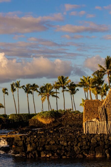 The Historic Ahu' Ena Heiau, Kamakahonu National Historic Landmark, Kailua- Kona, Hawaii, Hawaii, USA