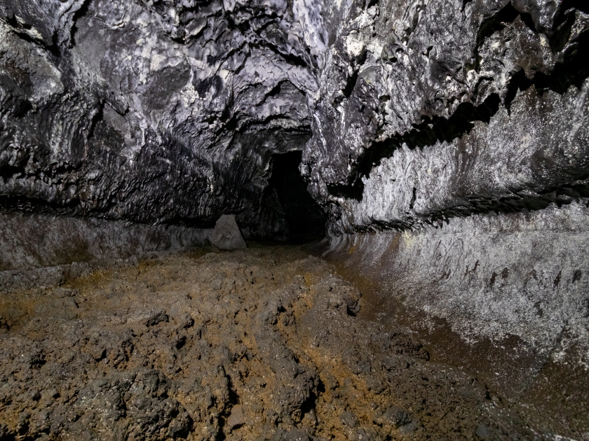 Dark, Underground Lava Tube At Kaumana Caves State Park In Hilo, Big Island, Hawaii, USA