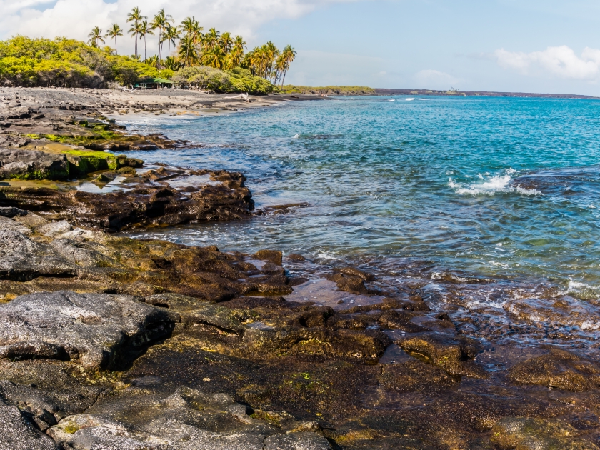 Kiholo Bay Surrounded By Ancient Lava Flows, Kiholo Bay, Hawaii Island, Hawaii, USA