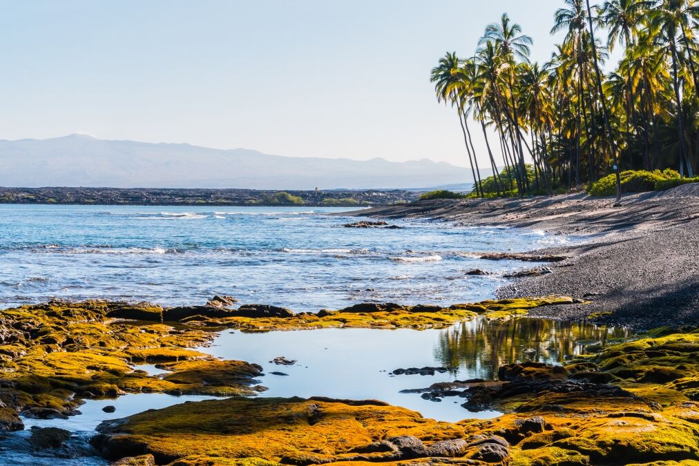 Tide Pools and Exposed Lava on Kiholo Bay Beach, Hawaii Island, Hawaii, USA