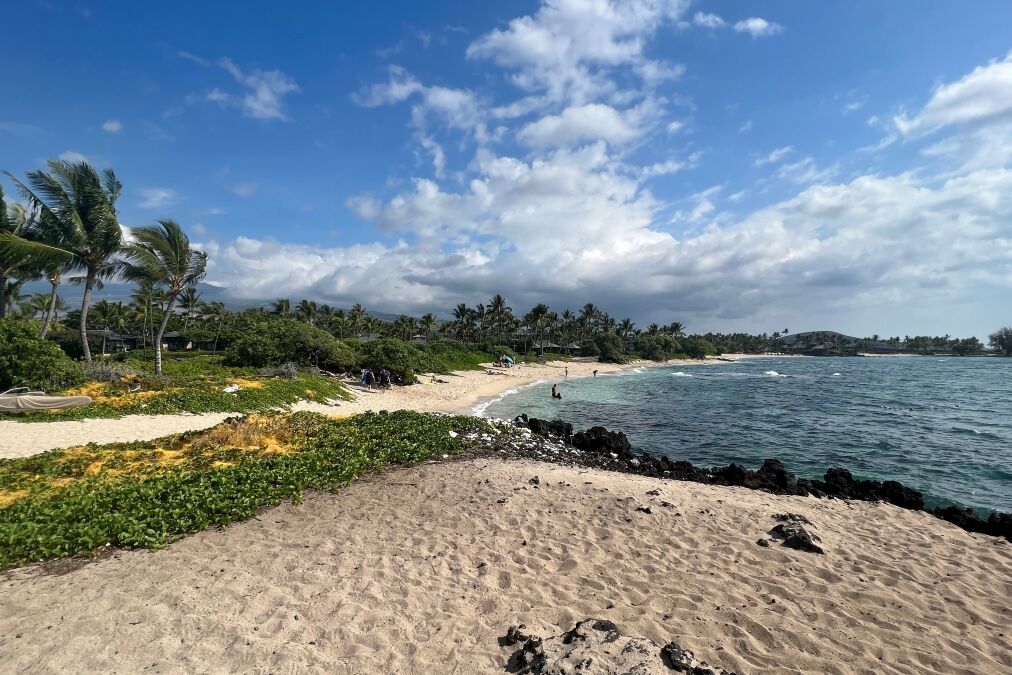 Kikaua Point Beach Park at Kaupulehu on Big Island in Hawaii