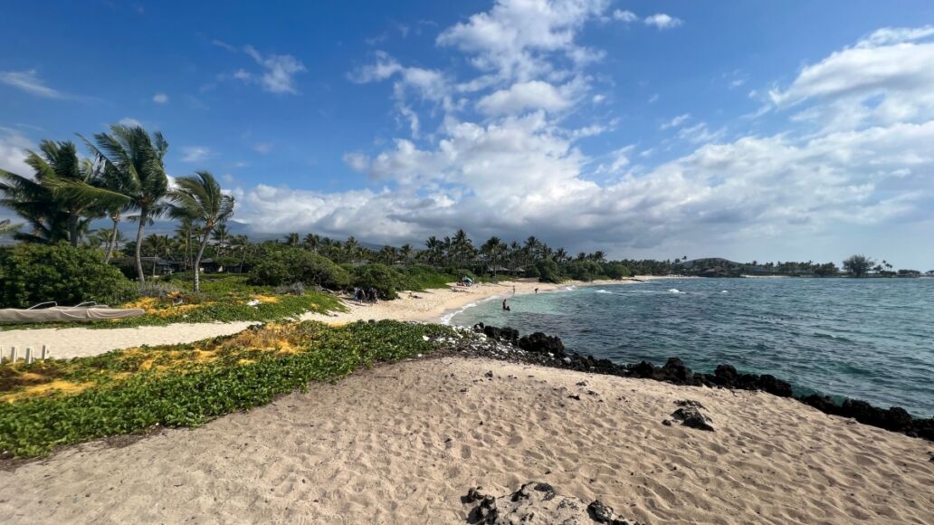 Kikaua Point Beach Park at Kaupulehu on Big Island in Hawaii