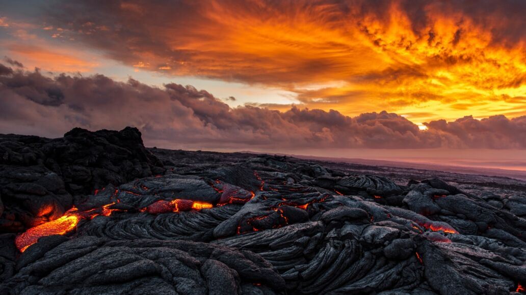 Lava sunrise on the southeast rift zone of Kilauea volcano