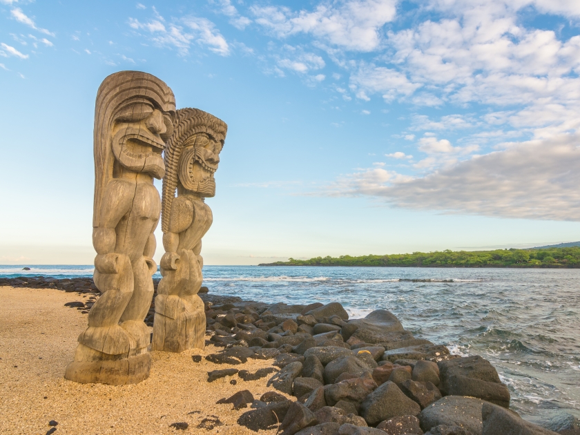 Ki'i in Pu'uhonua O Honaunau National Historical Park, Big Island, Hawaii