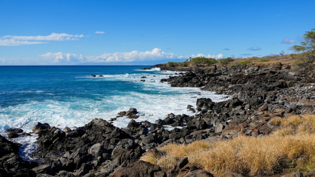 Rocky beach in the Lapakahi State Historical Park on the island of Hawai'i (Big Island) in the Pacific Ocean