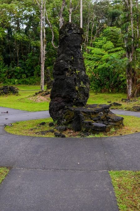 Lava Tree State Monument on the slopes of the Kilauea volcano in the southeast of the Big Island of Hawaii, United States