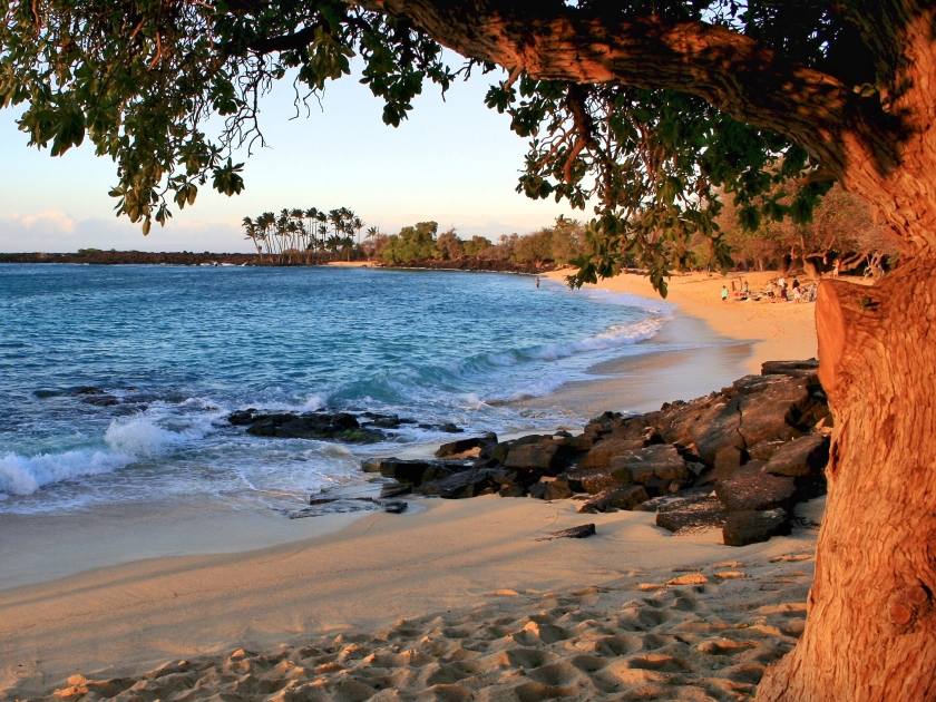 Mahaiula Beach on Big Island before sunset