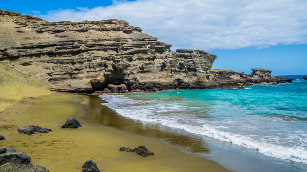 Hawaii Green sand beach (Papakōlea) the must-see beach of Big Island