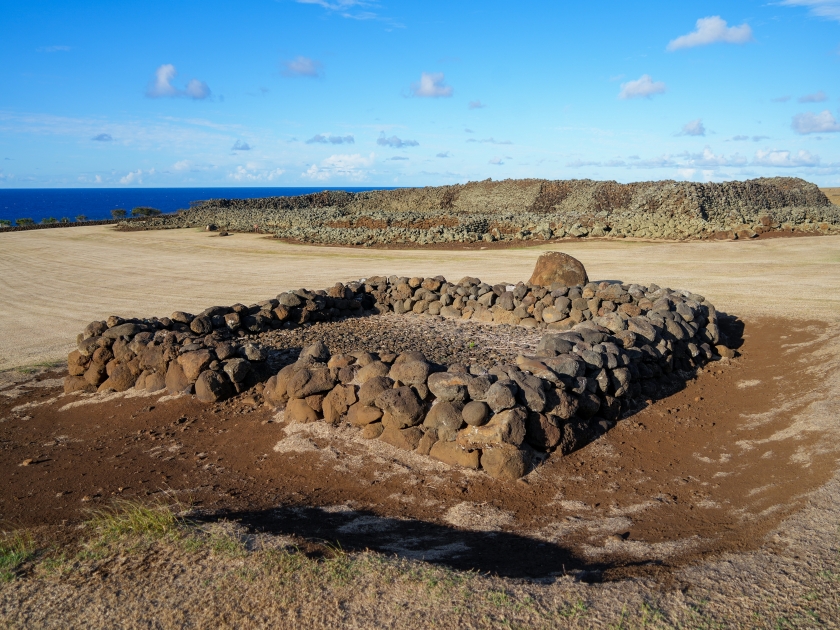 Mo'okini Heuiau in the north of Big Island, Hawaii - Ruins of a temple of the Hawaiian religion in the Kohala Historical Sites State Monument near Upolu Point