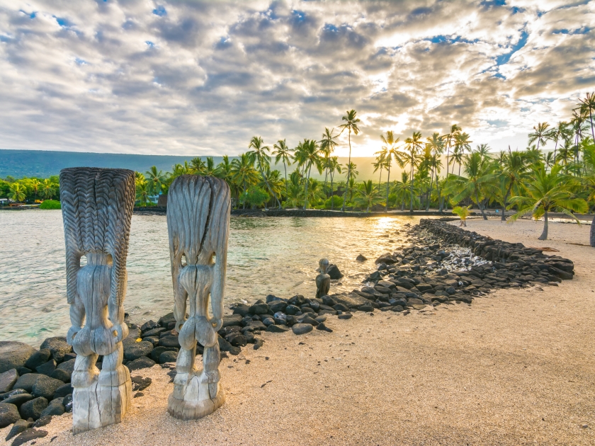 Ki'i in Pu'uhonua O Honaunau National Historical Park, Big Island, Hawaii