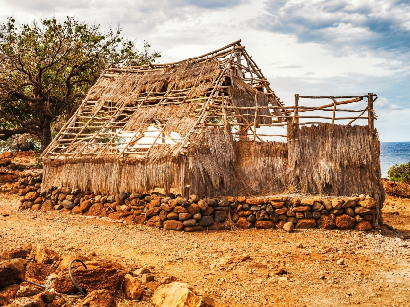 Puukohola Heiau The National Historic site of the Kohala coast in Hawaii Big Island. Heiau were sacred places of worship for Native Hawaiians.