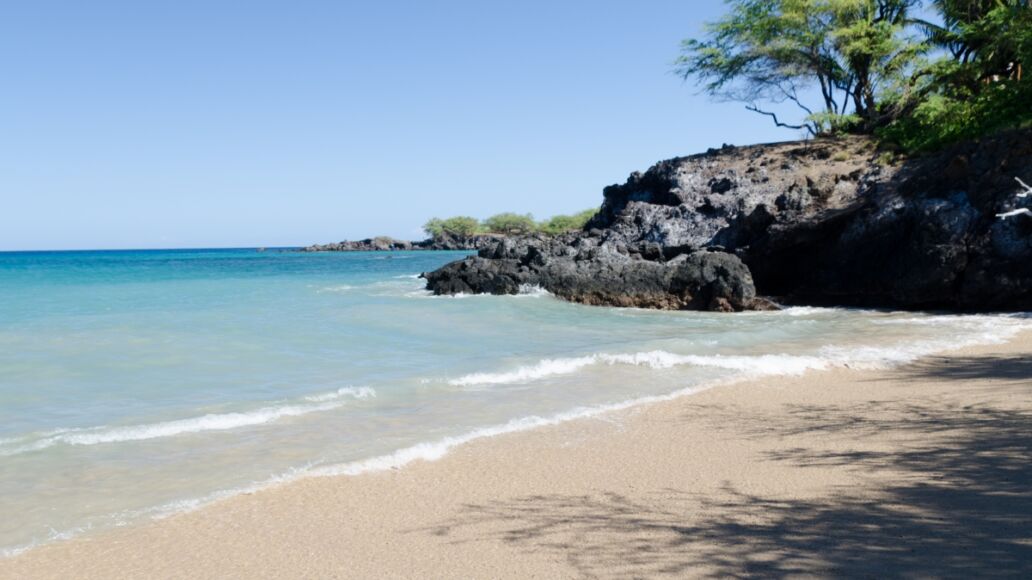 Calm and serenity of Waialea beach during morning hike , Puako Bay, Waimea, Big Island, Hawaii