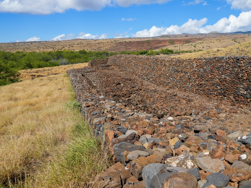 Mailekini Heiau remains in the Pu'ukohola Heiau National Historic Site on the Big Island of Hawai'i in the Pacific Ocean