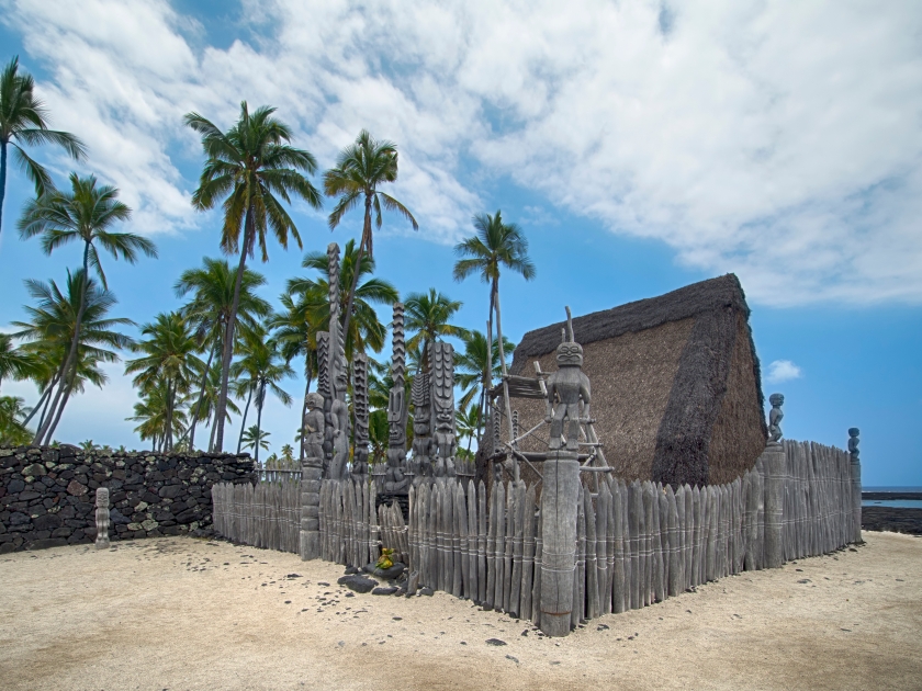 Hale o Keawe. Pu'uhonua O Hōnaunau National Historical Park. Big Island Hawaii