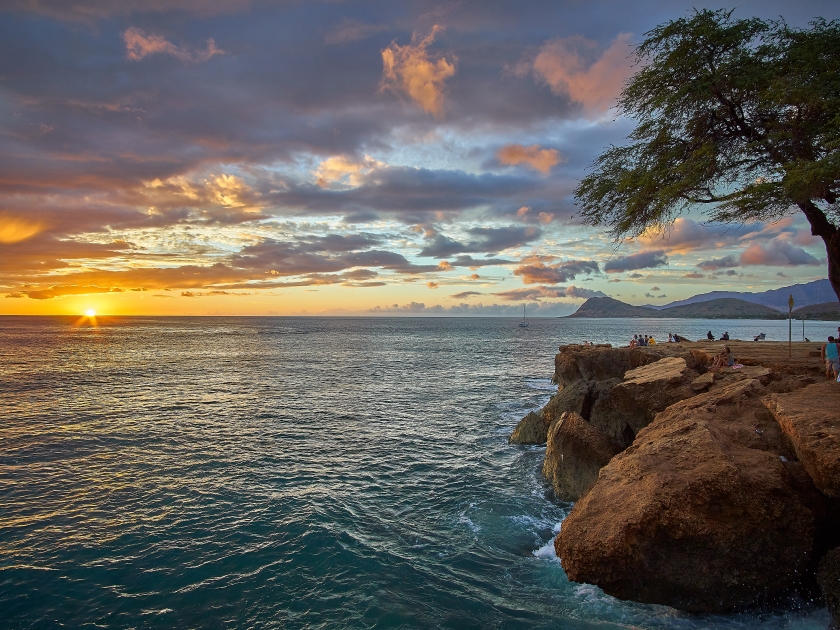 Sunset at electric beach on oahu hawaii