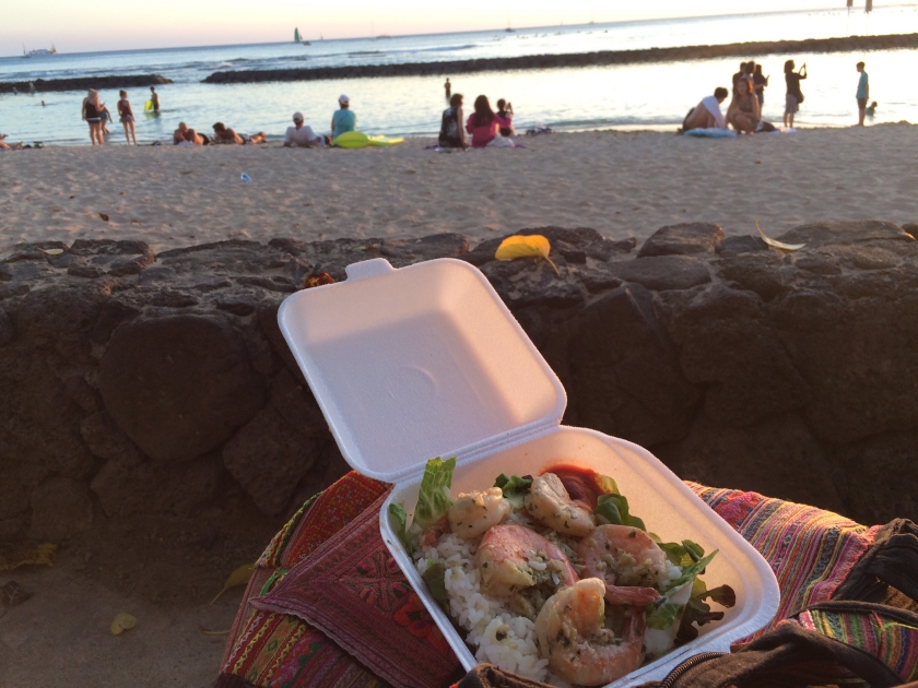 My favorite garlic shrimp in Waikiki, Hawaii