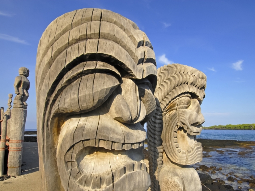 Ki'i Carving at Pu`uhonua O Honaunau on the Big Island, Hawaii