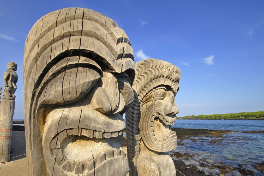 Ki'i Carving at Pu`uhonua O Honaunau on the Big Island, Hawaii