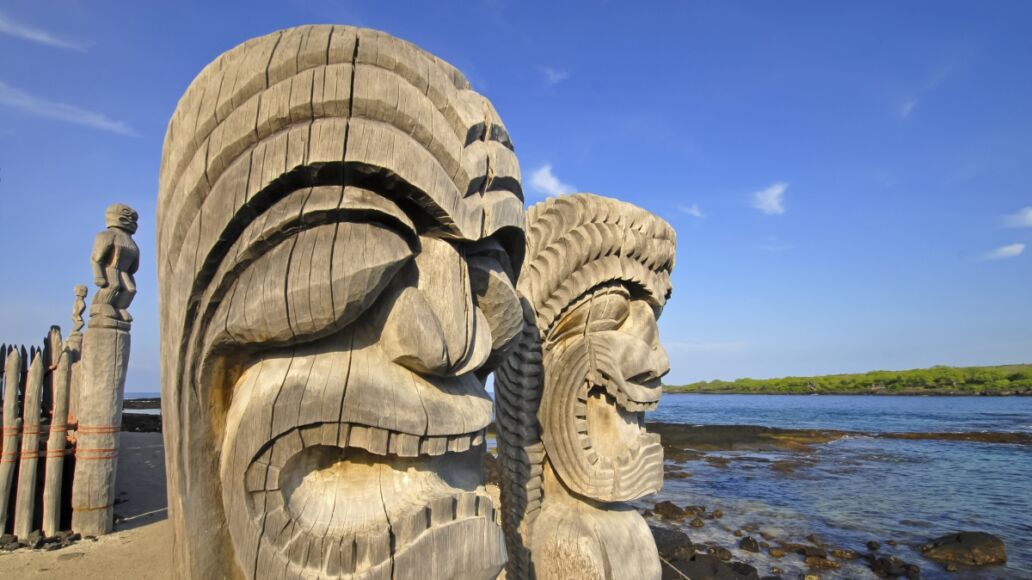 Ki'i Carving at Pu`uhonua O Honaunau on the Big Island, Hawaii