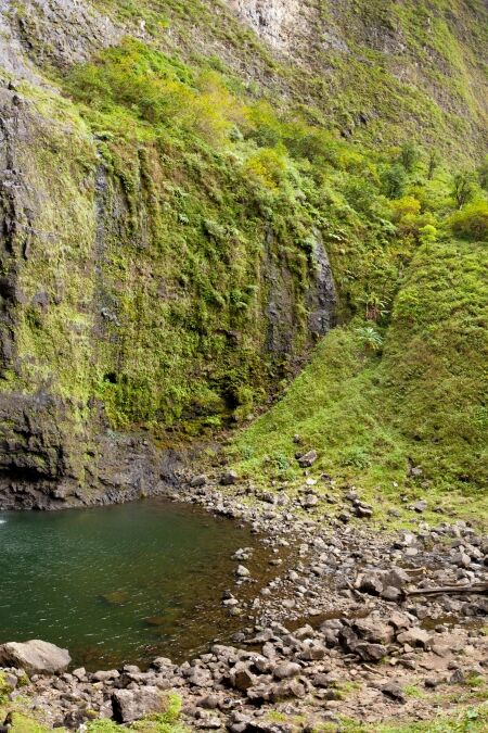 The famous Hanakapi'ai Falls in Kauai, Hawaii.