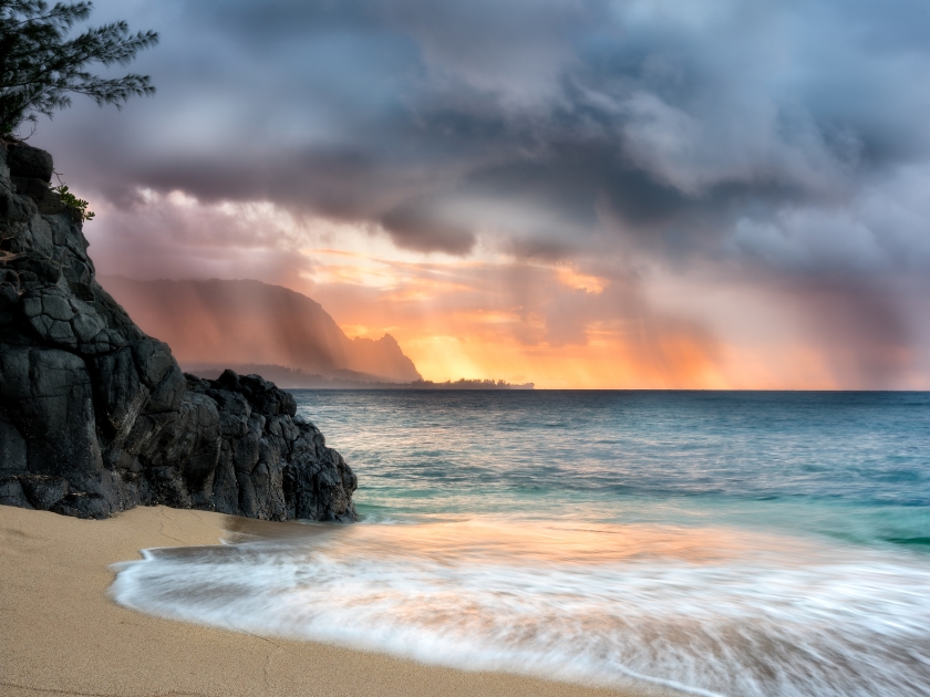 Stormy Sunset, Hideaway Beach, Kauai, Hawaii