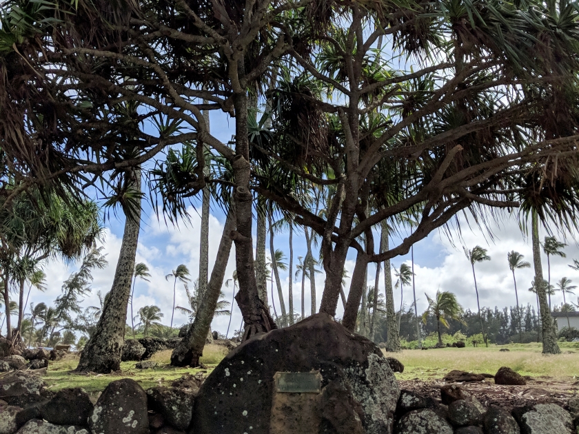 Hikinaakala Heiau - Only the foundation remains of this temple, believed to be one of the early sacred sites of Wailua. On the Island of Kauai, Hawaii.