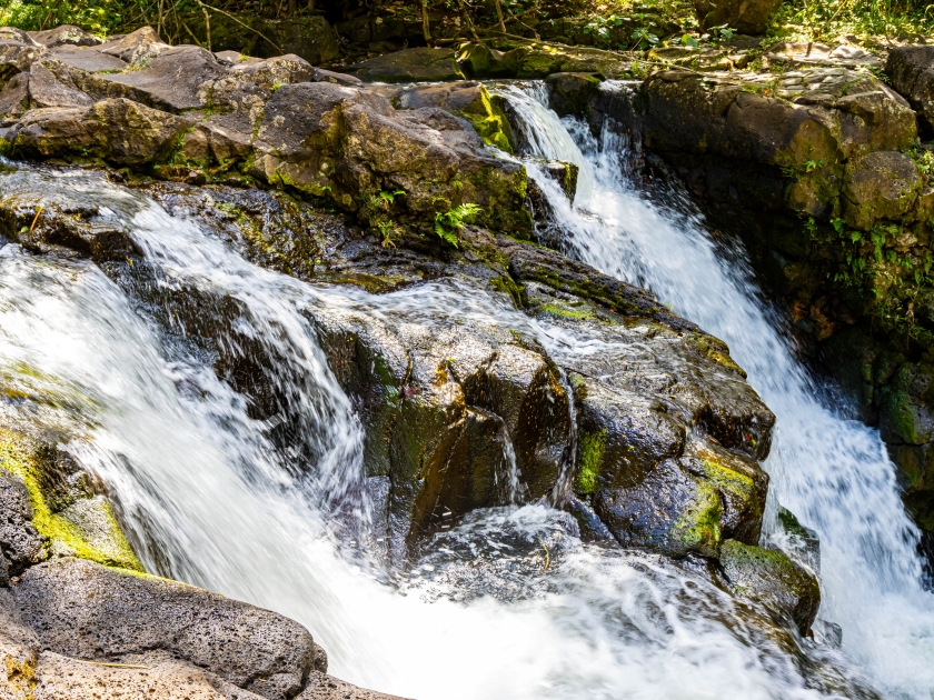 Ho'opi'i Stream Cascading Over Upper Ho'opi'i Falls, Kapa'a, Kauai, Hawaii, USA