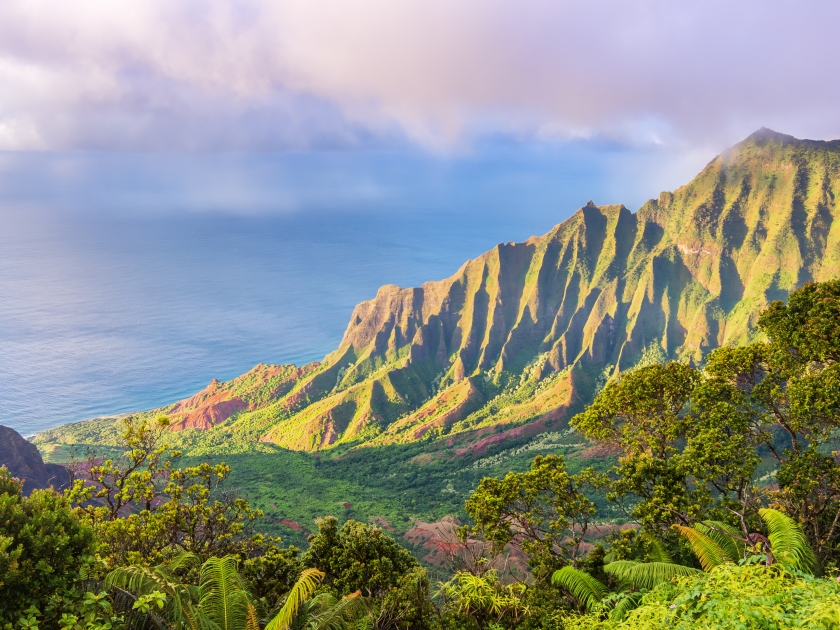 Amazing view of Kalalau Valley and Na Pali coast, Kauai island, Hawaii