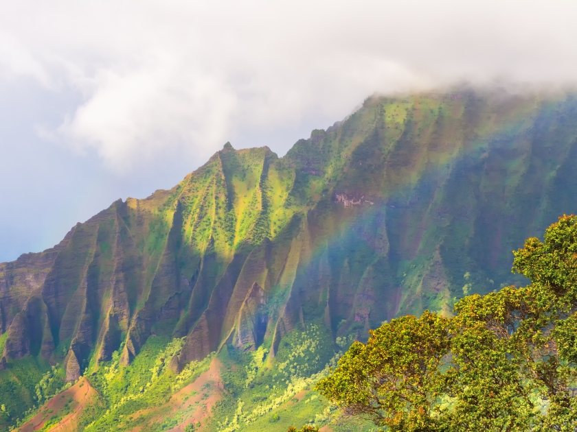 Amazing view of Kalalau Valley and Na Pali coast, Kauai island, Hawaii