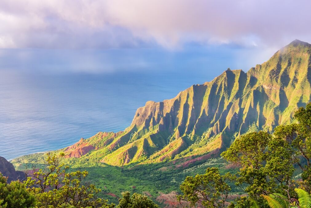 Amazing view of Kalalau Valley and Na Pali coast, Kauai island, Hawaii