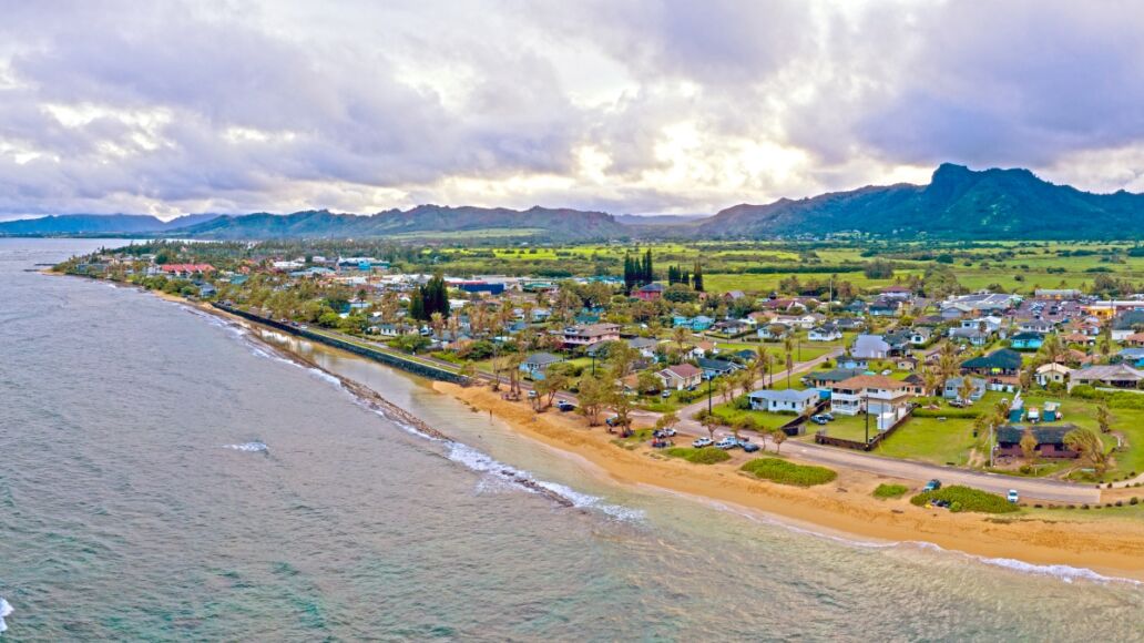 Kapaa Kauai Hawaii City Landscape Beach Valley Mountain Ridge