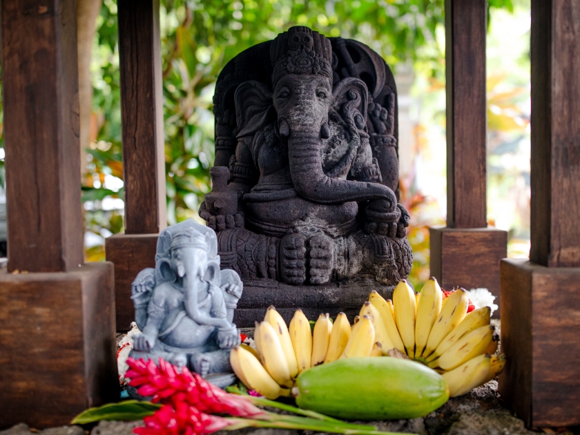 Garden at Kauai's Hindu Monastery, A Hindu monastery-temple complex in Hawaii of the Tamil Saivite tradition, with Indian–style temples on lush, tropical grounds, Wailua, Kauai, Hawaii