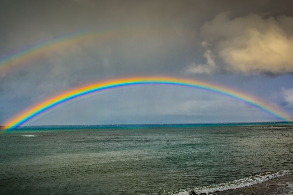 Double Rainbow at Kahuna Beach, Maui, Hawaii