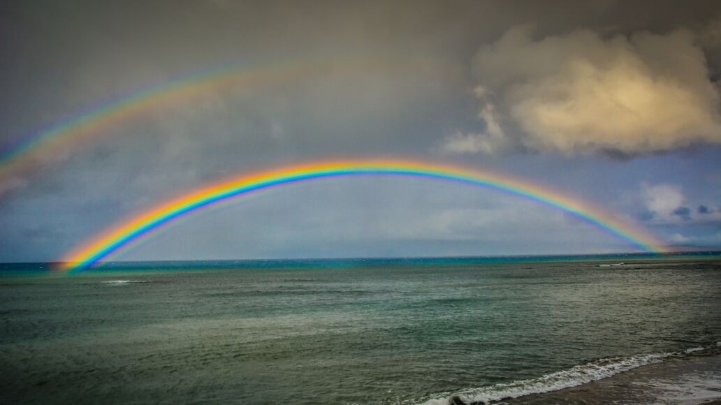 Double Rainbow at Kahuna Beach, Maui, Hawaii